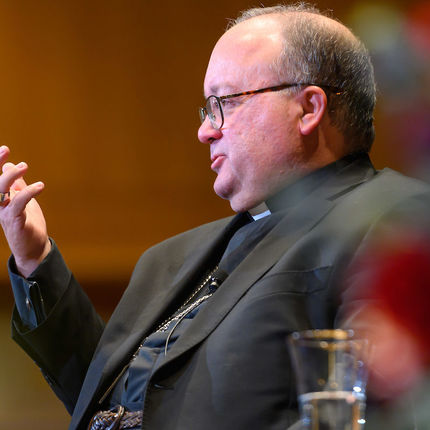 Archbishop Scicluna answers audience questions during a discussion on the sexual abuse crisis in the Catholic Church (Photo by Matt Cashore/University of Notre Dame)